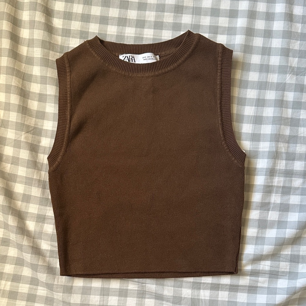 Zara Chocolate Brown Sleeveless Top